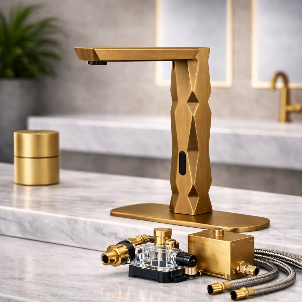 Fontana Frejus antique brass touchless luxury sink faucet